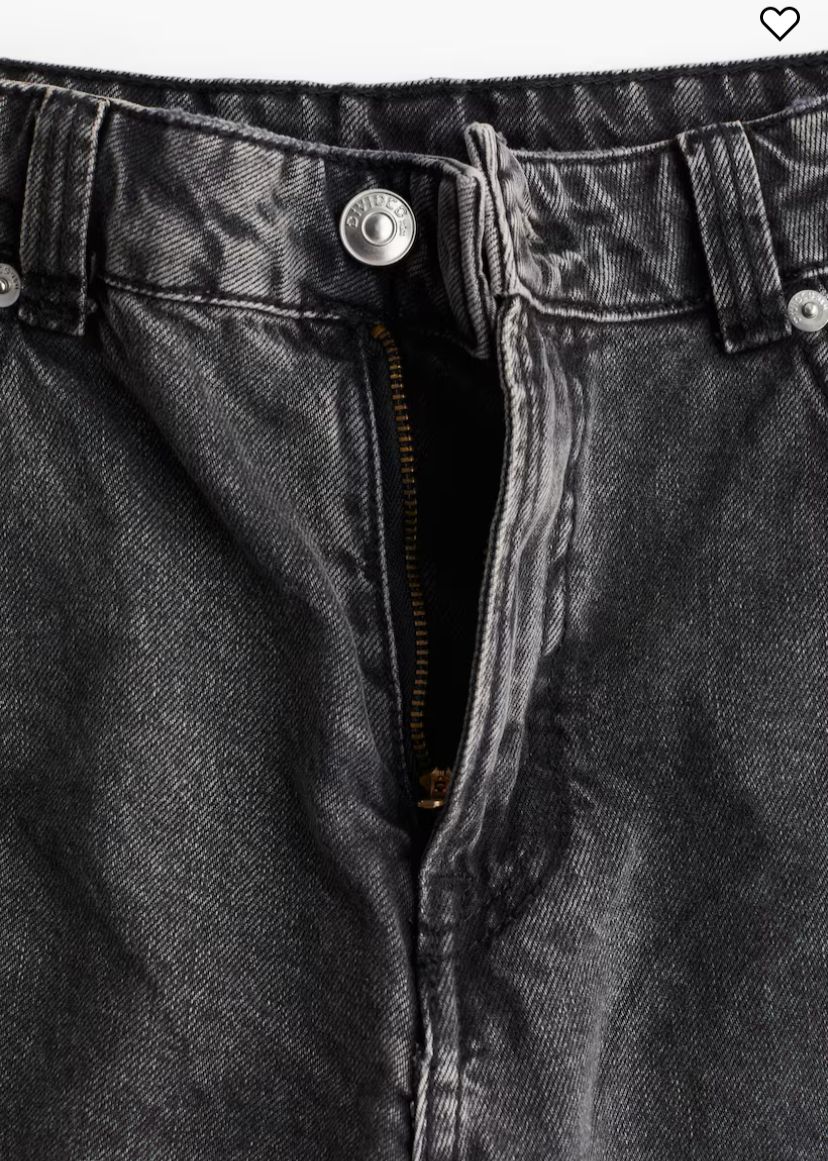 H&M Wide-Leg Washed Black Jeans
