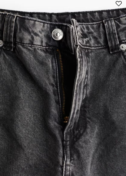 H&M Wide-Leg Washed Black Jeans