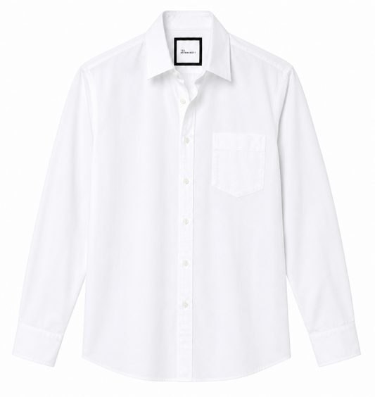 Elegant and timeless Ted Bernhardtz long-sleeve shirt in a clean white finish,