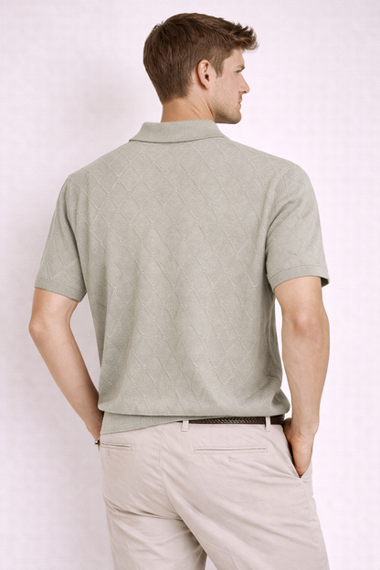 Ted Baker London Textured Knit Polo – Light Grey