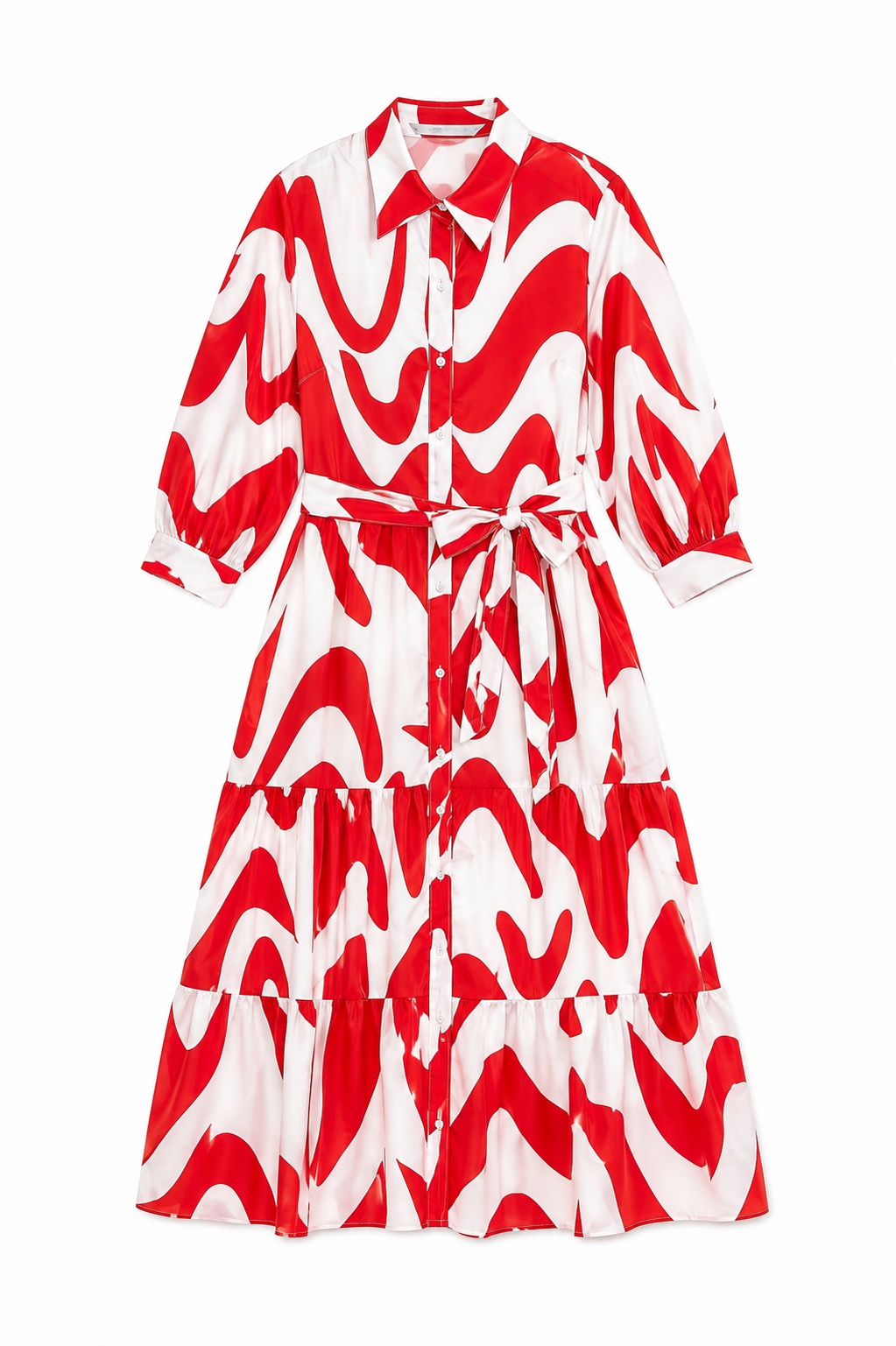 Zara Red & White Printed Maxi Dress