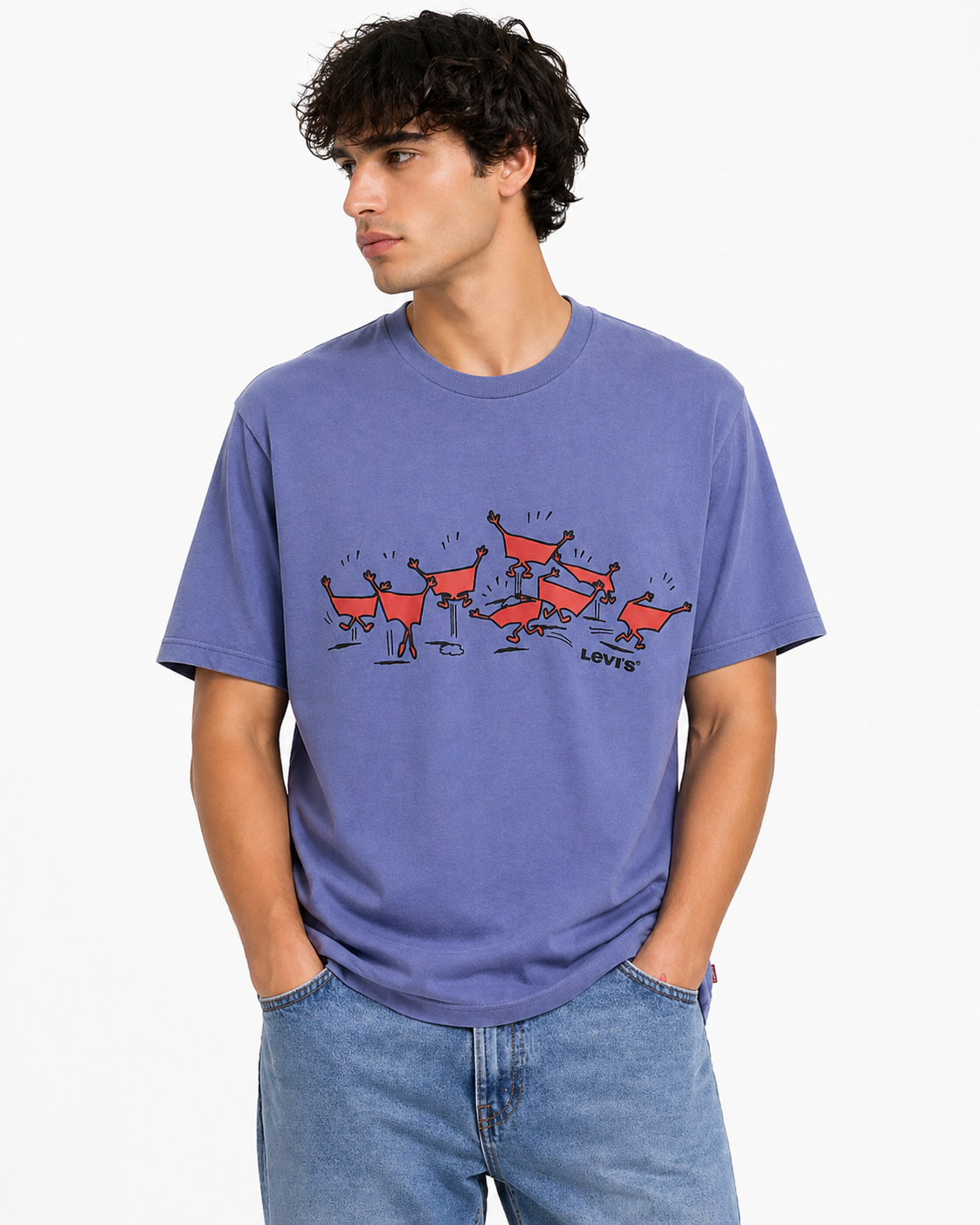 Levi’s Blue Graphic T-Shirt (Playful Illustration Design)