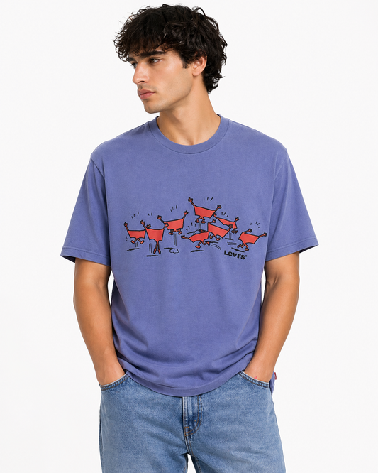 Levi’s Blue Graphic T-Shirt (Playful Illustration Design)