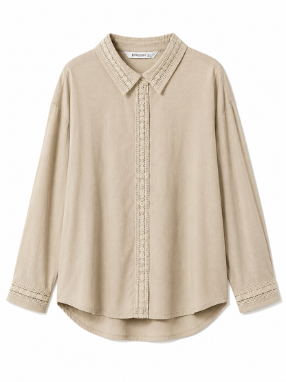 Stradivarius Embroidered Beige Shirt – Product Description