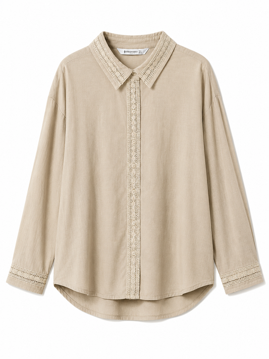 Stradivarius Embroidered Beige Shirt – Product Description