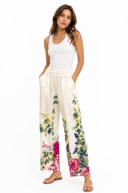 W Floral Wide-Leg Pants – Product Description