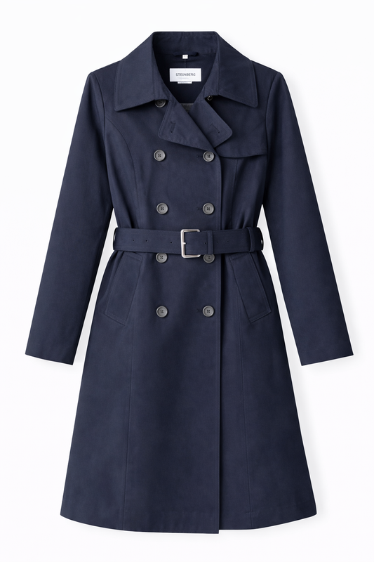 classic navy trench coat