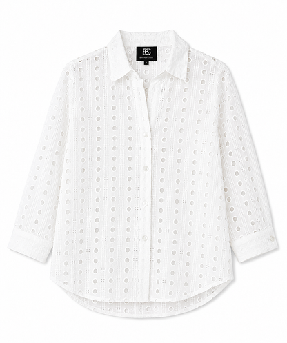 GG Long – Eyelet Embroidered Button-Up Shirt
