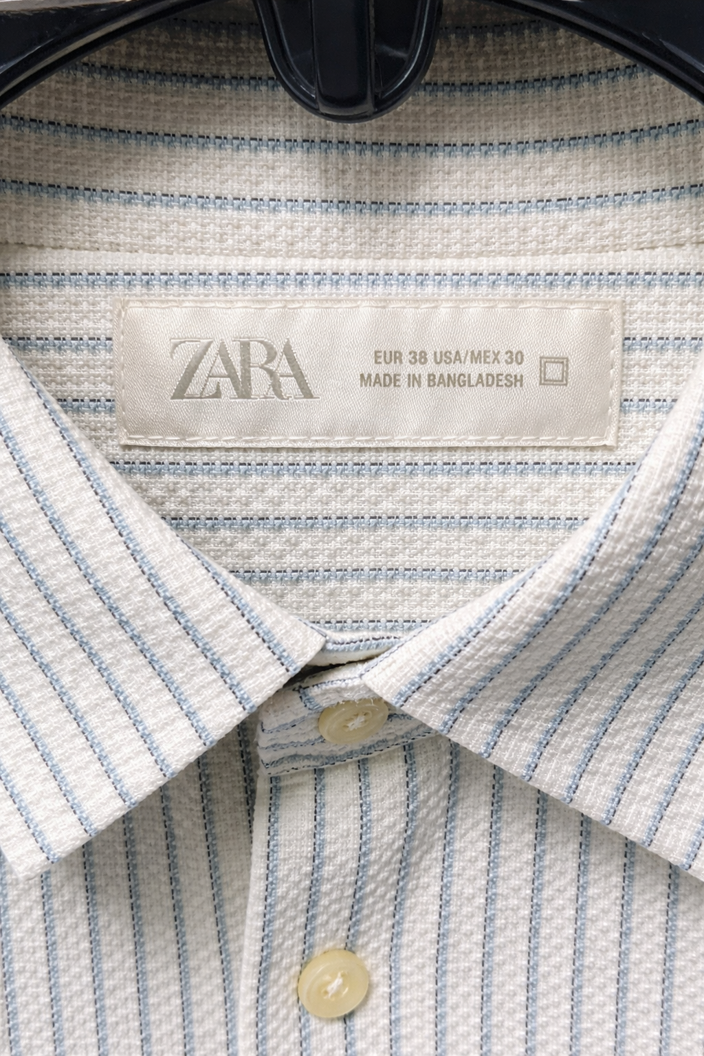 ZARA Textured Striped Shirt – White & Light Blue