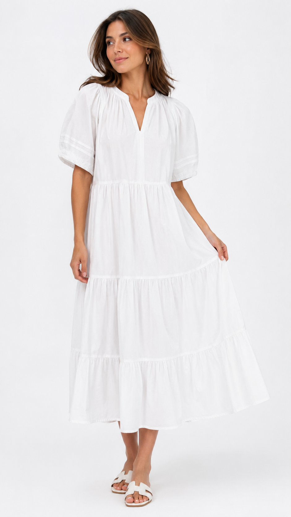 Ann Taylor Tiered Cotton Midi Dress