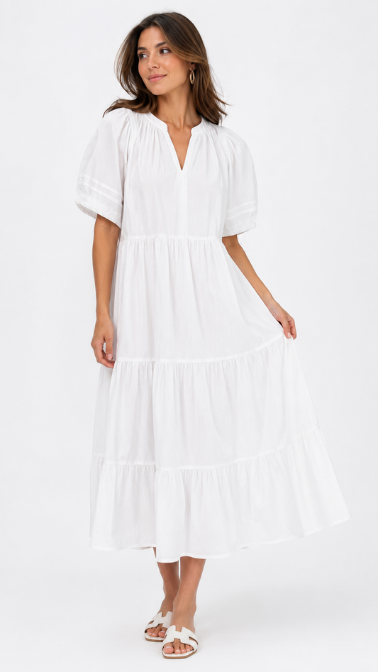 Ann Taylor Tiered Cotton Midi Dress