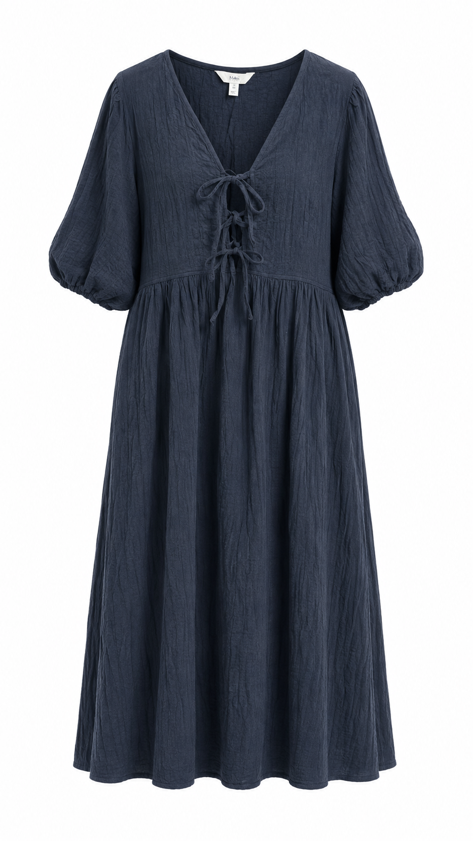 M&S Navy Tie-Front Midi Dress