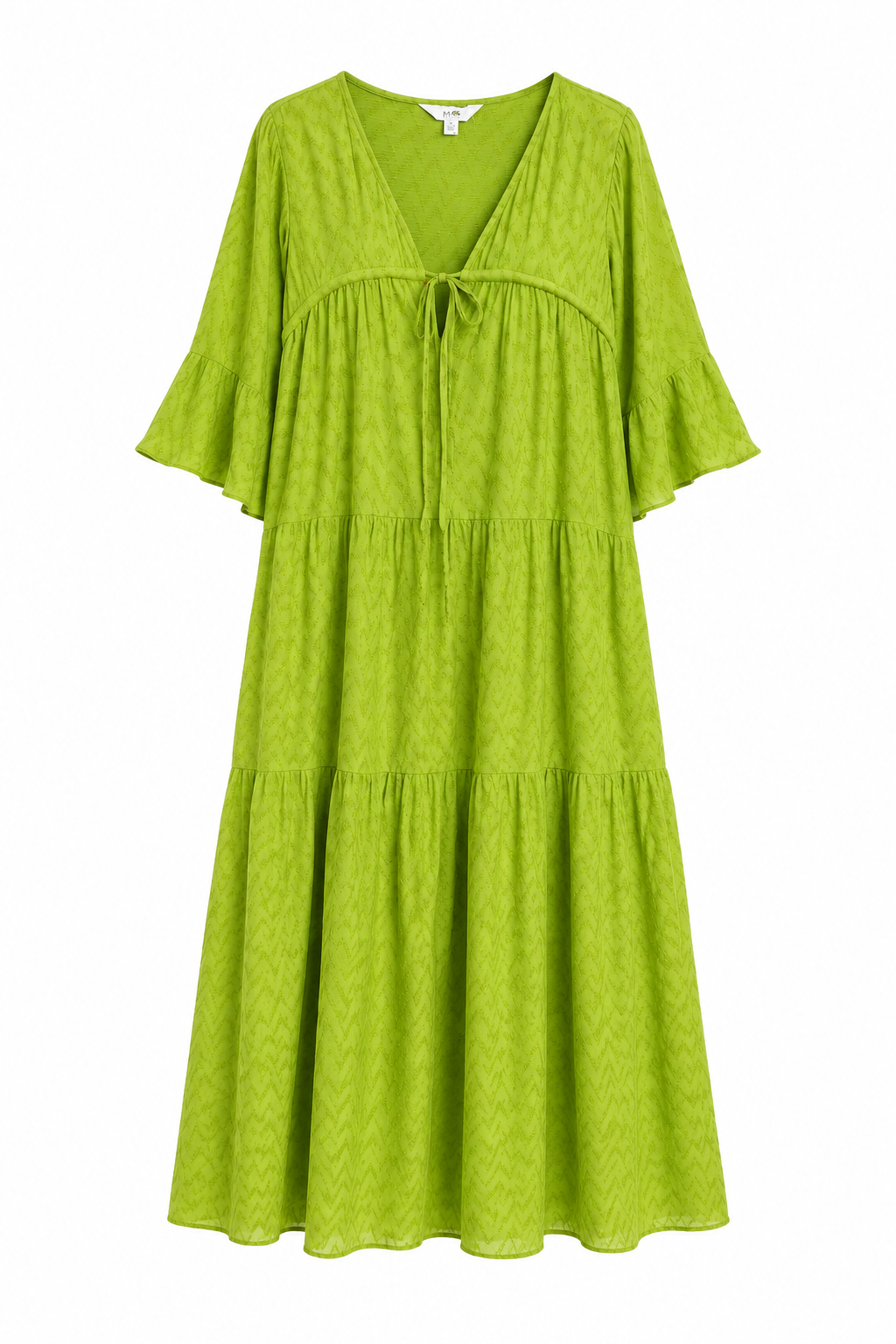 M&S Green Tiered Midi Dress