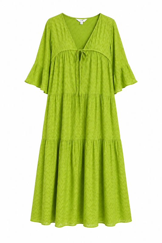 M&S Green Tiered Midi Dress