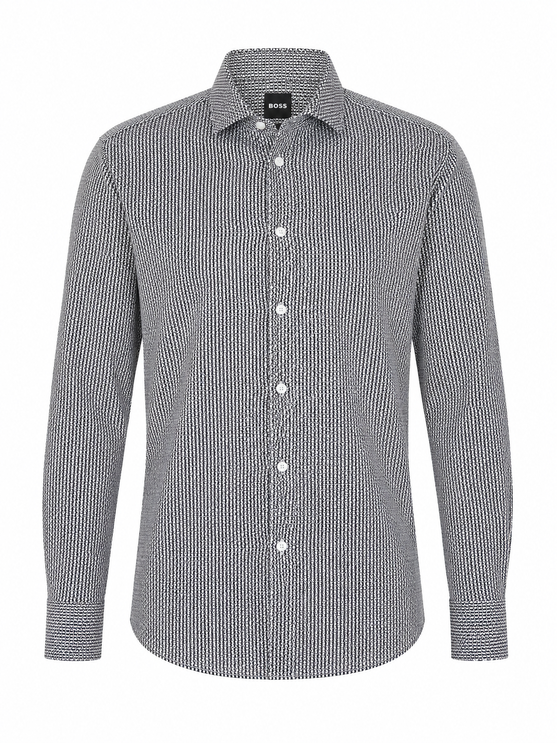 BOSS Black & White Micro-Pattern Slim-Fit Shirt