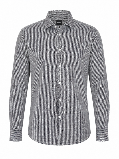 BOSS Black & White Micro-Pattern Slim-Fit Shirt