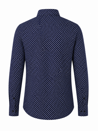BOSS Navy Patterned Slim-Fit Shirt