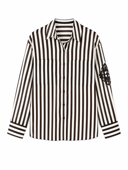 Women's Striped Button-Up Shirt – Product Description