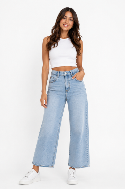 Bonprix Light Blue Wide Leg Jeans
