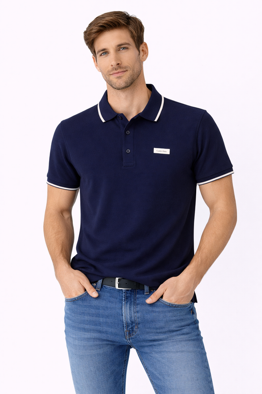 Calvin Klein Navy Tipped Collar Polo