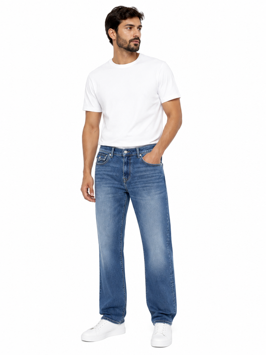 True Religion Washed Blue Straight Jeans