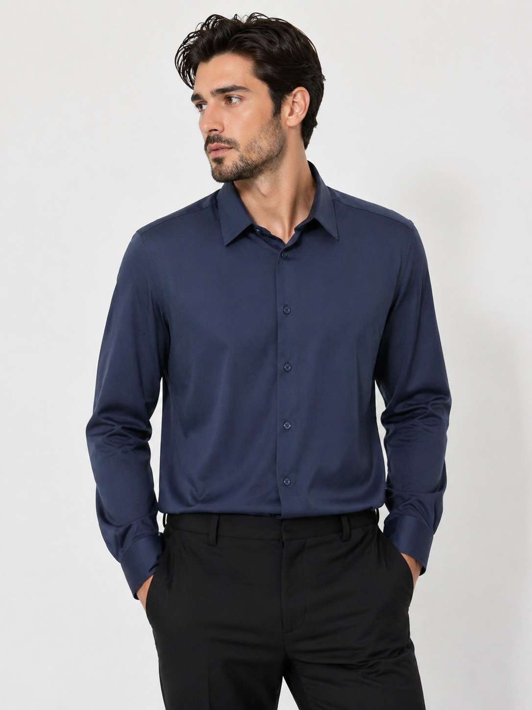 BOSS Dark Navy Slim-Fit Dress Shirt
