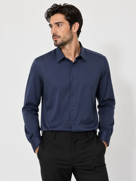 BOSS Dark Navy Slim-Fit Dress Shirt