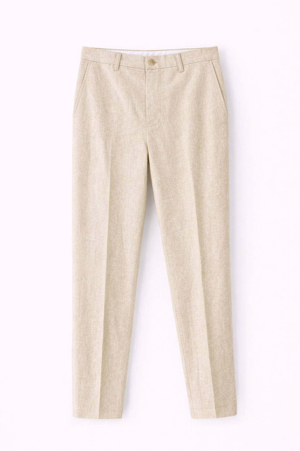 Moss London Men’s Linen Formal Trousers – Light beige