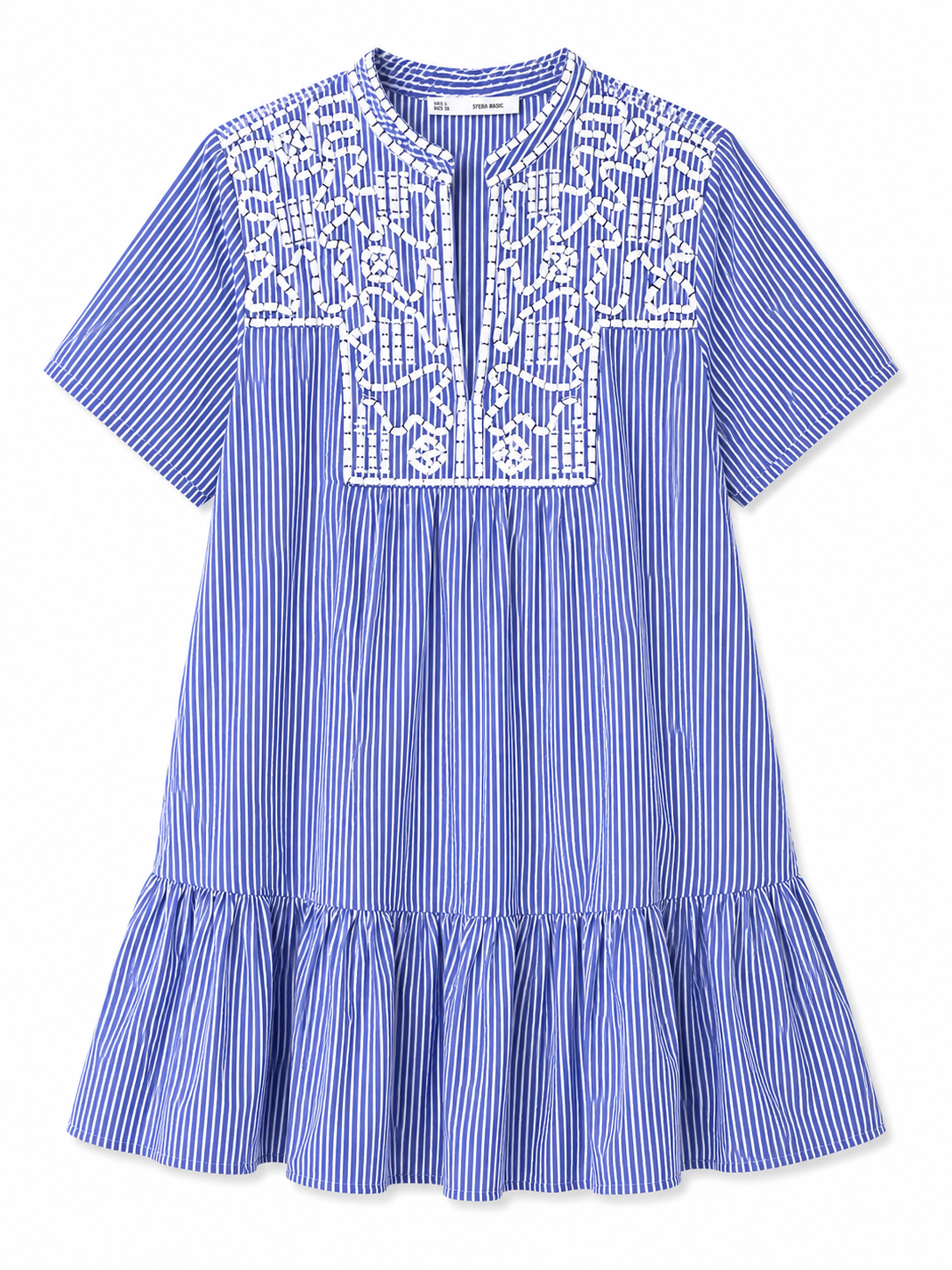 Sfera Basic Embroidered Stripe Mini Dress – Product Description