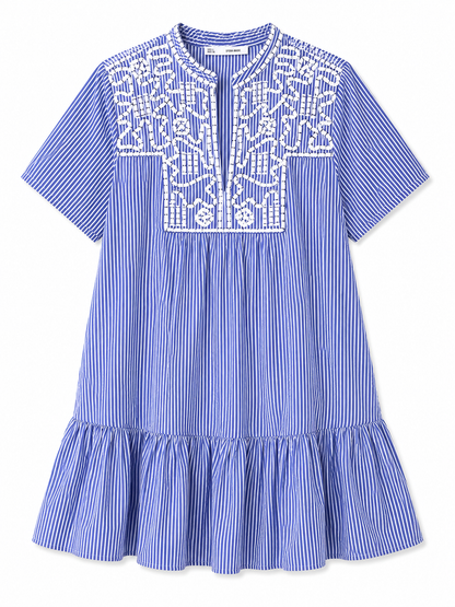 Sfera Basic Embroidered Stripe Mini Dress – Product Description