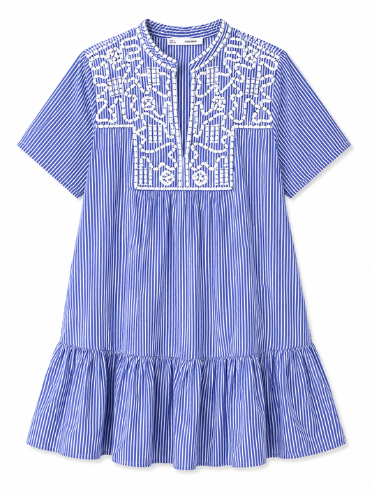 Sfera Basic Embroidered Stripe Mini Dress – Product Description