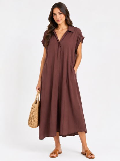 Studio Shirt Maxi Dress – Chocolate Brown