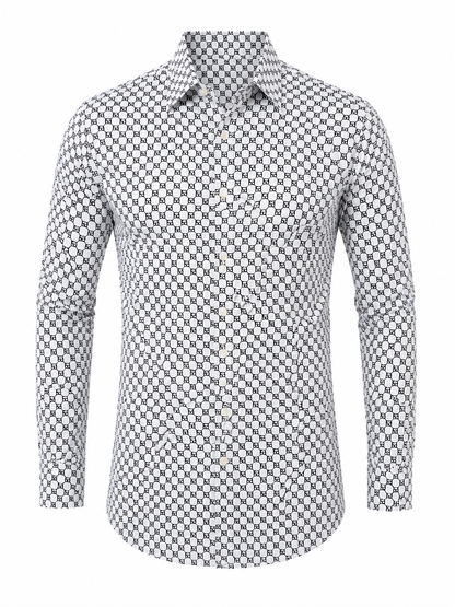 Michael Kors Monogram Print Slim Fit Shirt