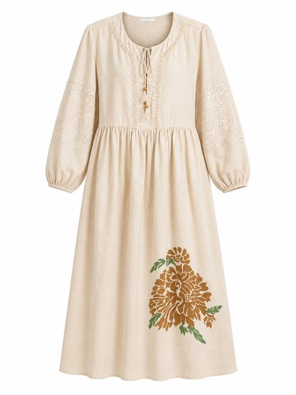 ZARA Embroidered Floral Midi Dress