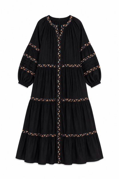 Sea Black Embroidered Maxi Dress