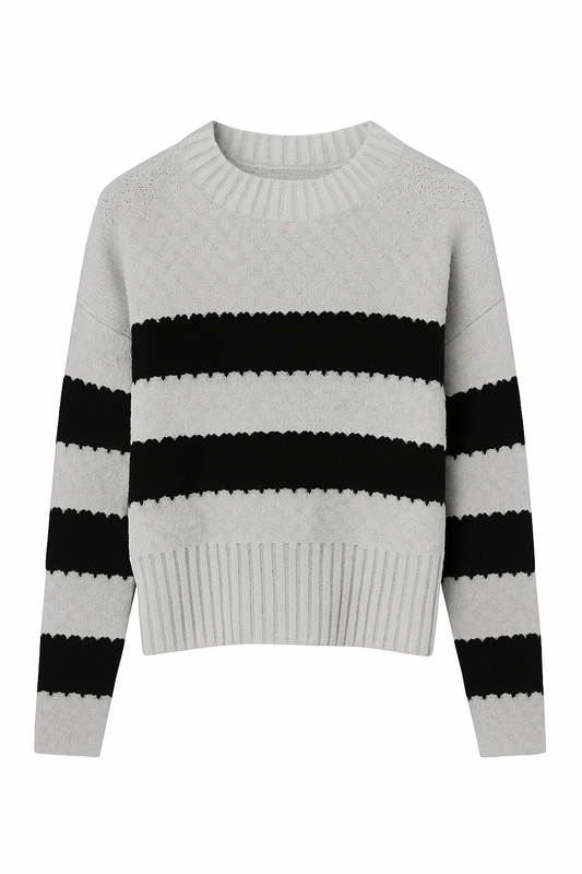 Striped Textured Knit Sweater – Women