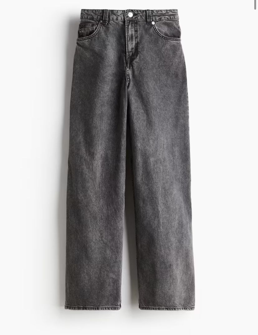 H&M Wide-Leg Washed Black Jeans