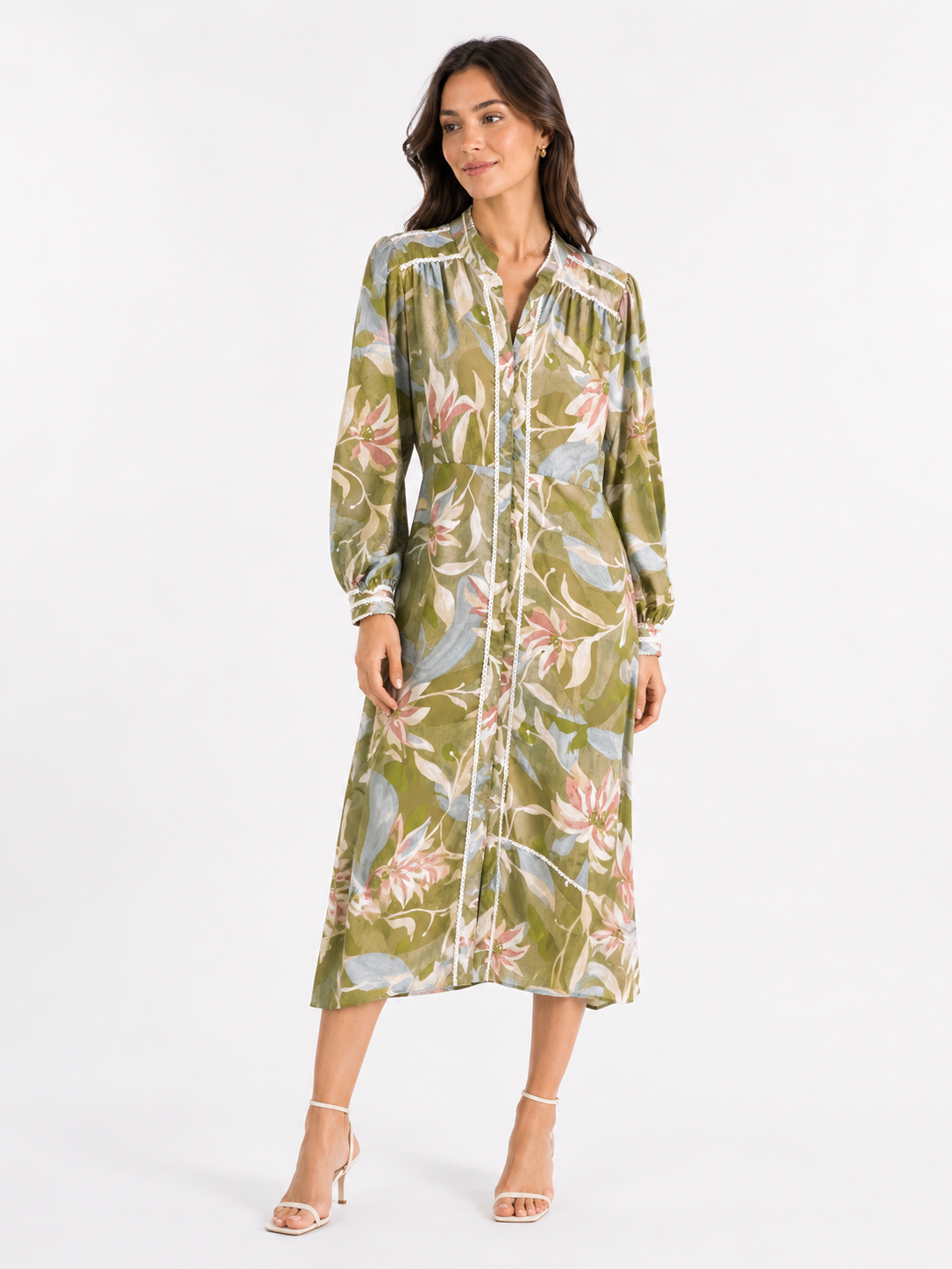 Monsoon Floral Print Midi Dress