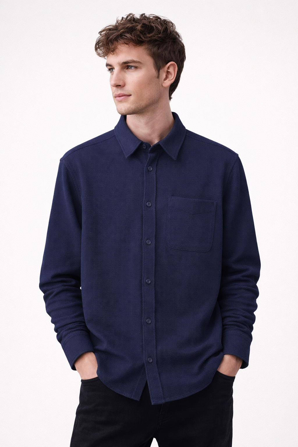 ZARA Textured Shirt – Navy Blue