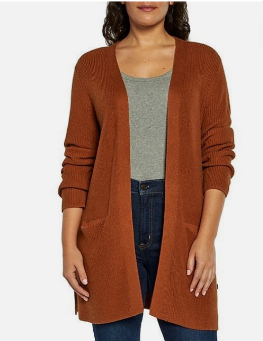 GAP Women’s Open-Front Knit Cardigan – Rust Brown