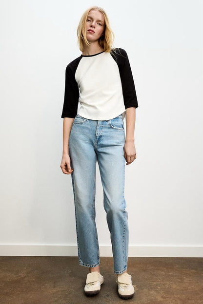 ZARA High-Waist Jeans – Regular Length (Light Blue)