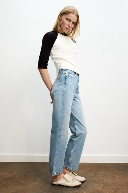 ZARA High-Waist Jeans – Regular Length (Light Blue)