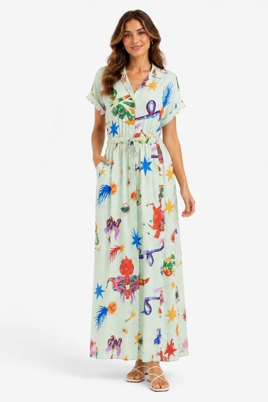 Zara Printed Wide-Leg Jumpsuit