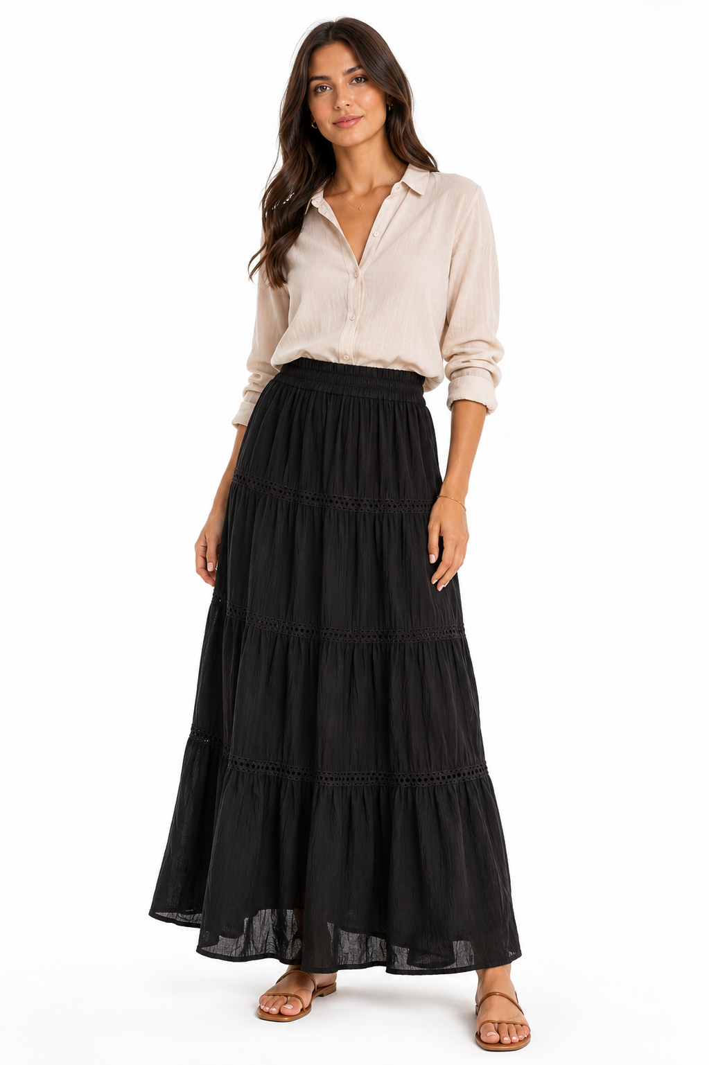 Black Tiered Maxi Skirt