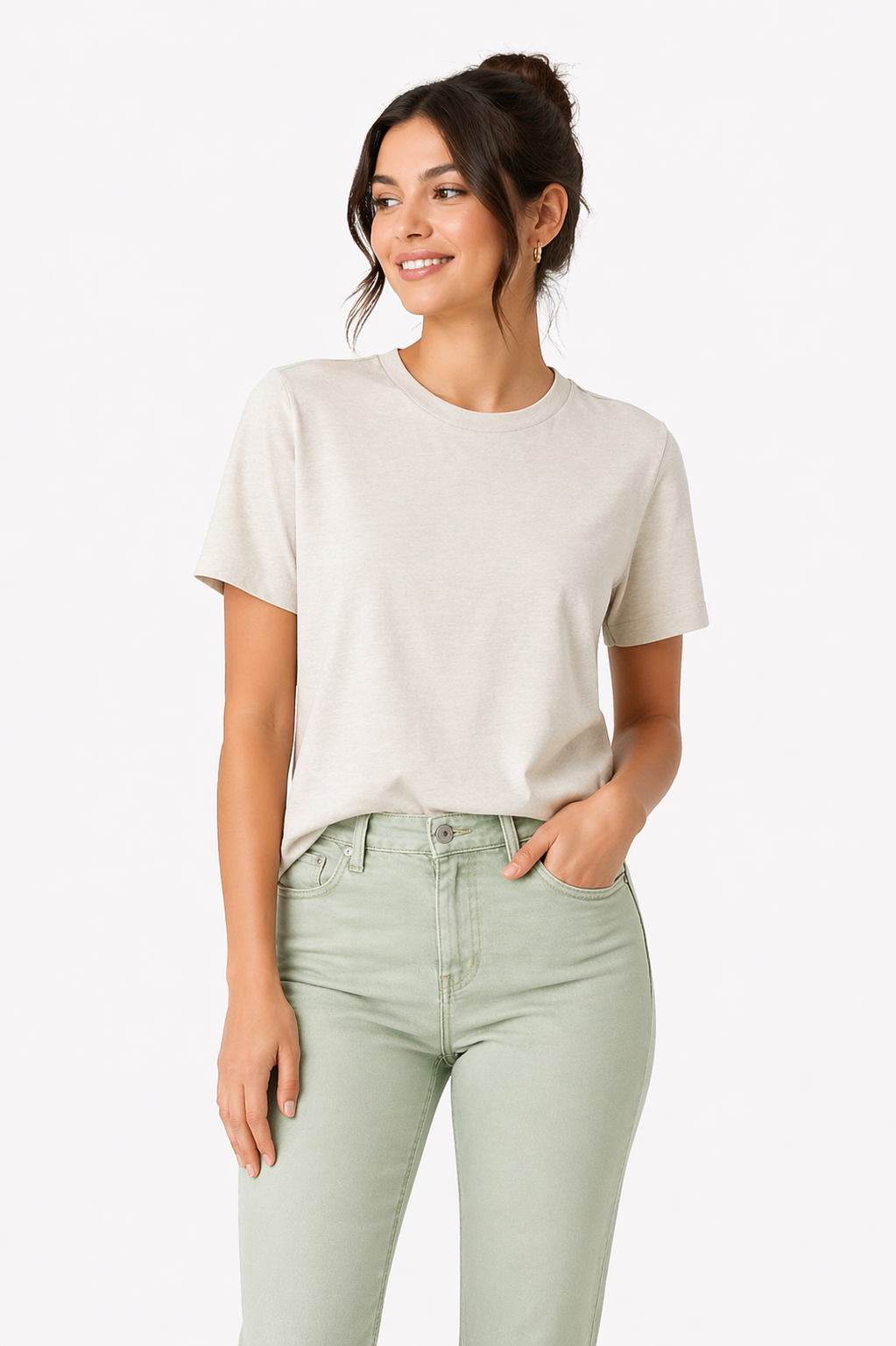 ONLY Beige Basic T-Shirt