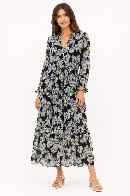 Mango Floral Tiered Maxi Dress – Product Description