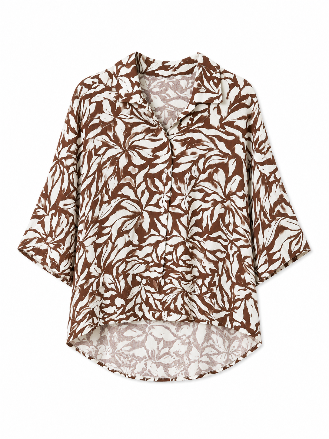 ON Brown & White Tropical Print Shirt