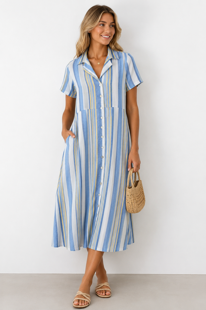 J&W Striped Shirt Midi Dress
