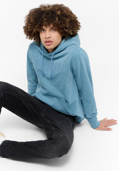 Mustang Unisex Embroidered Logo Hoodie – Light Blue