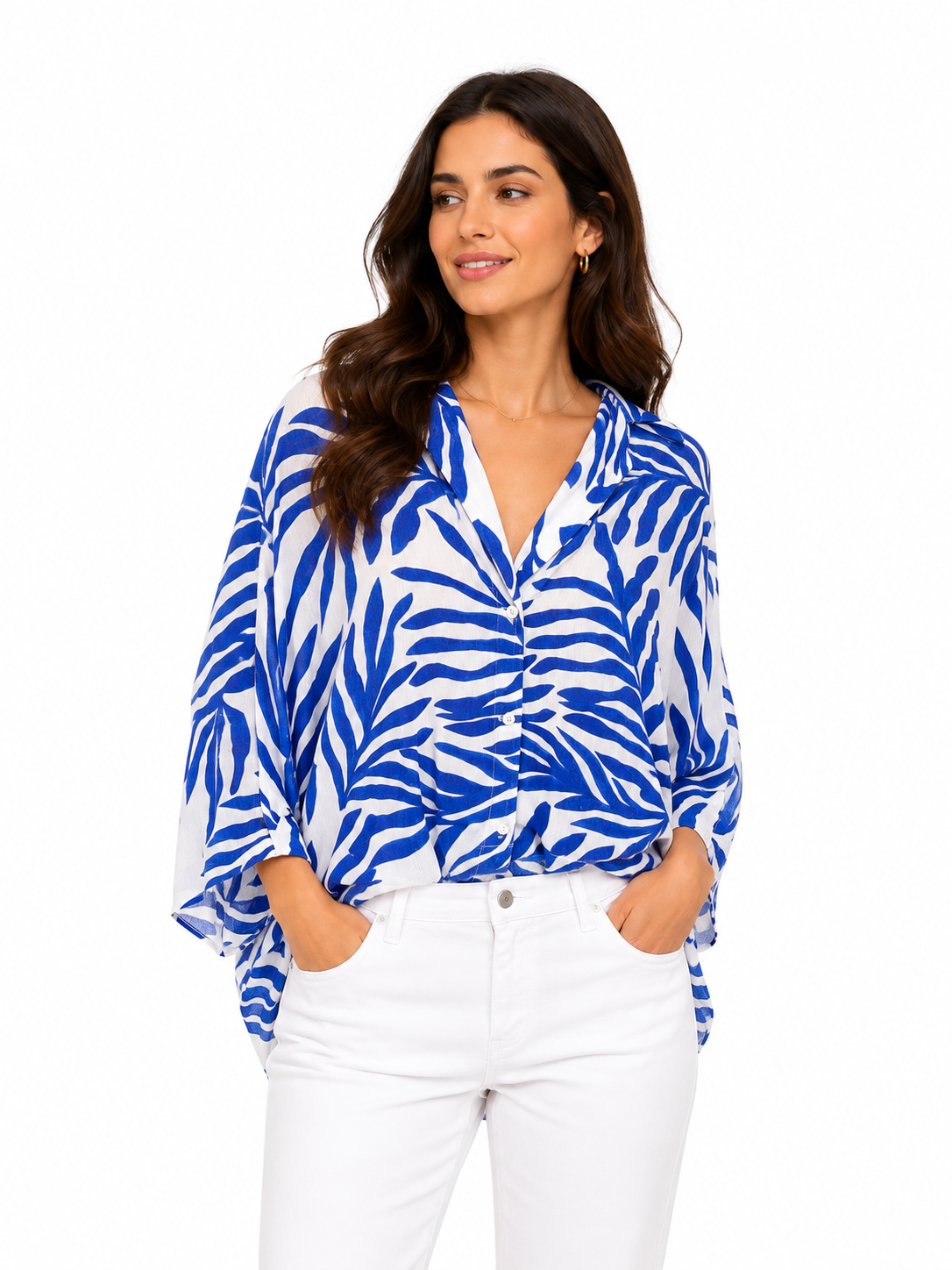 H&M Blue & White Printed Shirt
